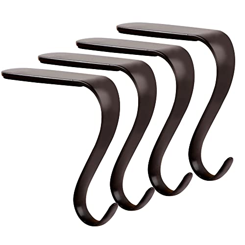DOYOLLA Christmas Stocking Holders Xmas Fireplace Hanger Hooks Set of 4(Rust Black)