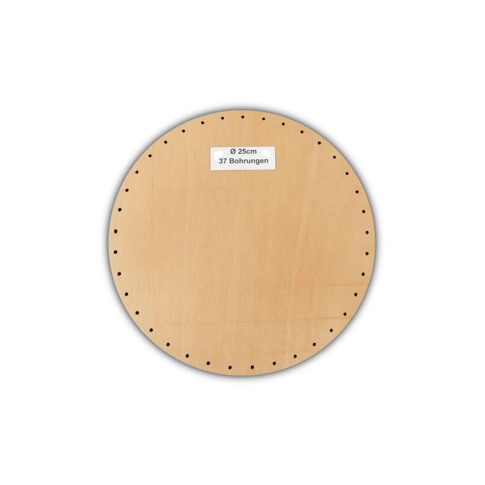 Korbflechtböden rund 6er Set [5] | Ø 12–40 cm | Flechtböden aus Sperrholz mit Bohrungen (3,2 mm) für Peddigrohr | Bastelset Korbflechten, DIY Stakenboden