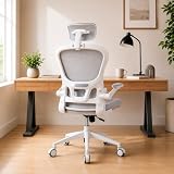 Cadeira de Escritório — Design Ergonômico para Home Office com Suporte Lombar Independente | Encosto de Cabeça Ajustável, Malha Mesh Respirável, Reclinável, Altura e Braços Ajustável (Cinza)