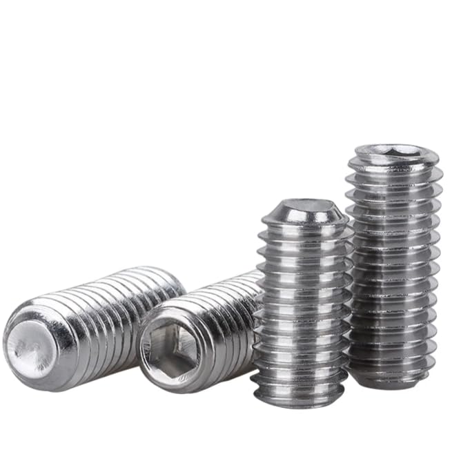 M3-0.5x5mm Hex Socket Set Grub Screws,Headless Cup Point,Flat Point Grub Bolt,Internal Hex Drive,304 Stainless Steel,Headless Concave End,Metric External Thread,for Towel Rack Door Knob,Pack of 50