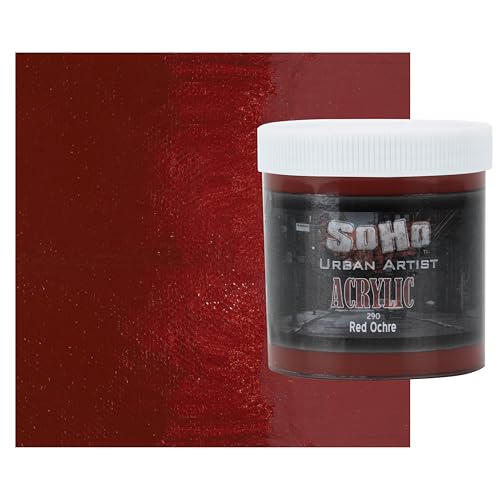 Soho Urban Artist Heavy Body Acrylic Paint - 500 ml Jar - Red Ochre - Thick, Rich Color, Excellent Coverage, Professional Quality - Artists Acrylic Paint
