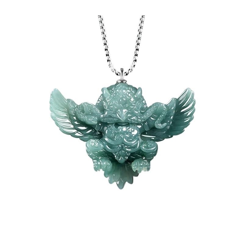 Pendentif en jade eau bleue contre la fragilité, collier oiseau Roc argent 925