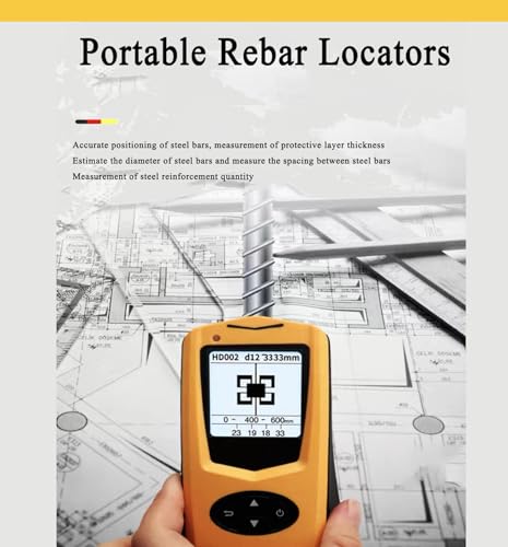 VTSYIQI Rebar Scanner Detector Digital Concrete Rebar Locator Detection Equipment for Reinforcement Detector Position Determination with Diameter Measuring Range Φ6-50mm Location Range Φ1-120mm