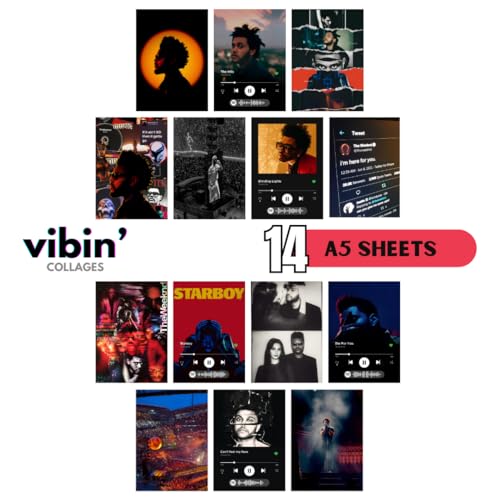 Image of Funk You Store The Starboy Weeknd Vibin' Collage | 14 A5 Size Sheets | The Weeknd Inspired Home Decoration | Posters, Spotify Codes, and Photos | Double-Sided Tape Included