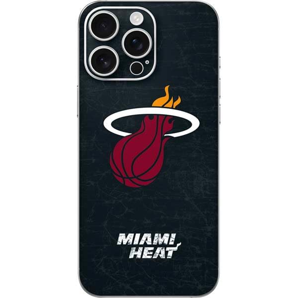 Skinit Decal Phone Skin Compatible with iPhone 16 Pro Max - Officially Licensed NBA Miami Heat Black Partial Logo Design
