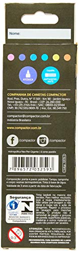 Compactor Caneta Hidrográfica, Compactor 2269000, Multicor, Pacote de 5