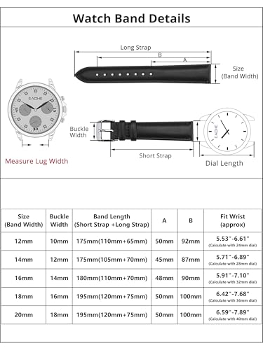 EACHE Top Grain Leather Watch Bands for women Leather Watch Straps For ladies Sweatproof 12mm 14mm 16mm 18mm 20mm - Image 3