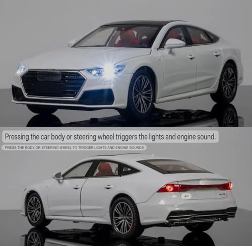 Image of Audi A7 1:24 Model Car with Box, Zinc Alloy Pull Back Toy car with Sound and Light for Kids Boy Girl Gift [Colors as Per Stock]