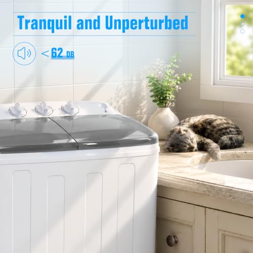 Image of Portable Washing Machine,18 lbs Capacity,Washer and Dryer Combo Machine for Homes & Apartments,Twin Tub Laundry Washer with Spin Cycle, GREY