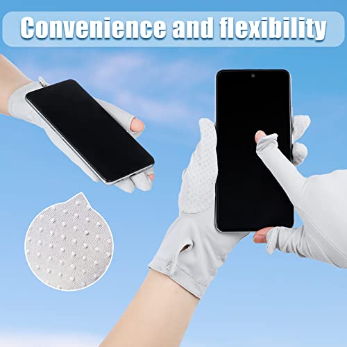 Loopeer 2 Packs Women Sun Protection Driving UV Gloves Full Finger Touchscreen Non Slip Breathable Summer Outdoor Gloves