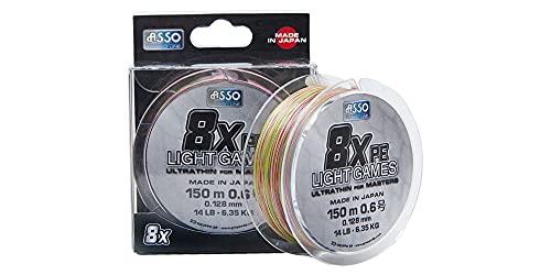 Tresse Asso PE 8X Light Games 45LB 300m bobine fil de pêche carnassier vert.