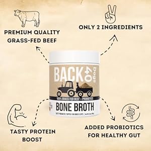Grass-Fed Beef Bone Broth Powder for Dogs with Probiotics, Chondroitin & Glucosamine – Supports Gut Health, Joint & Immune System – Human Grade Dog Food Toppers for Picky Eaters, 6.4oz Grass Fed Beef Bone Broth Powder for Dogs with Probiotics Chondroitin Glucosamine–Supports Gut Health Joint Immune System–Human Grade Dog Food Toppers for Picky Eaters 64oz