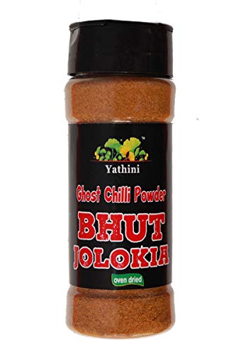 Yathini Oven dried Ghost Chili Pepper Powder 57gram/2oz - Bhut Jolokia Non-GMO sourced from Assam