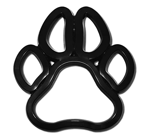 Image of Elektroplate Automotive Grade Acrylic Black Glossy Paw Print Auto Emblem for Cars, Trucks, and All Auto | Universal Fit at 3.82 inch x 2.5 inch | Weatherproof