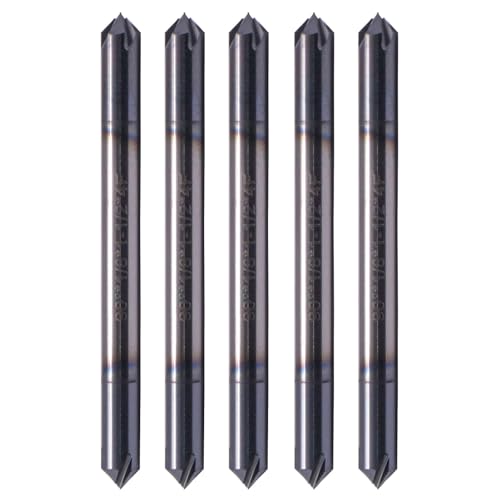 Image of BestParts High Performance 5Pcs Solid Carbide End Mill, Chamfer Mill - Double End - AlTiN Coated, 4 Flute, 90 Chamfer Angle, 1 /8 inch Cutting Diameter, 1 /8 inch Shank Diameter, 1-1 /2 inch Overall Length