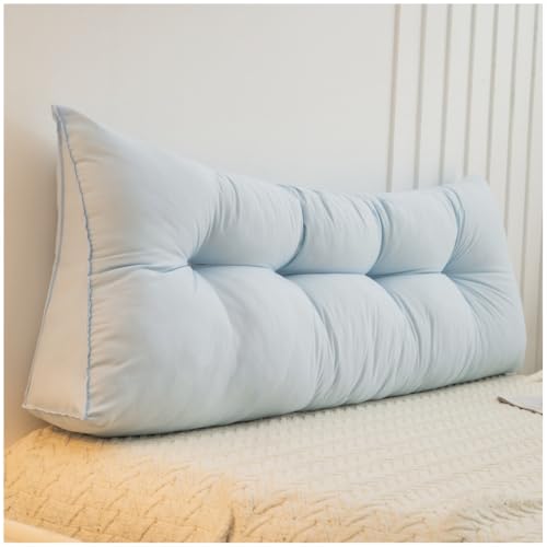 Negosuクッション背もたれ大きなヘッドボード三角枕ボディ枕クッション読書映画鑑賞睡眠ダブルの大きな背もたれ (長さ180×高さ50×厚さ15cm,ブルー)