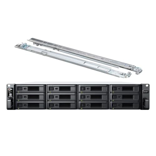 Image of Synology RackStation RS2423RP+ NAS Server with Ryzen 3.35GHz CPU, 32GB Memory, 12TB SSD Storage, 10GbE LAN Ports, Redundant Power, DSM Operating System Bundle with Rail kit