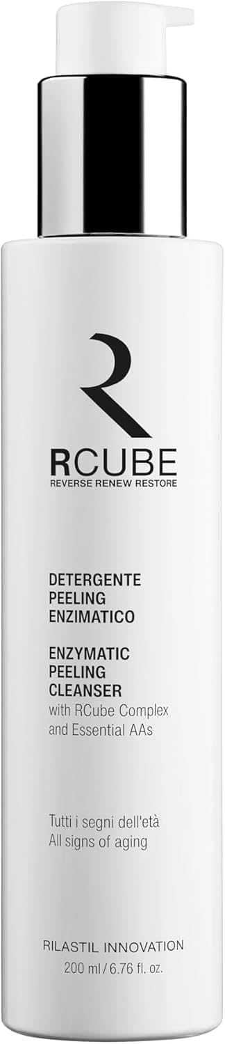 Rilastil RCube Detergente Peeling Enzimatico Viso con RCube Complex e Aminoacidi, Antietà, Promuove il Rinnovamento Cellulare, 200 ml