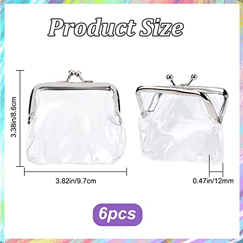 Image of GORGECRAFT 6PCS Clear Coin Purses Transparent Change Purses Waterproof PVC Jelly Wallets Kiss Lock Clear Change Pouch Gifts for Women Carrying Your Change Cards Earphone Keys