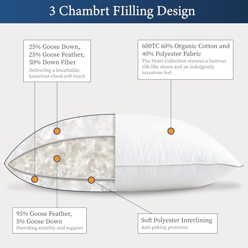 SANSWAN Goose Down Feather Queen Pillows Set of 2, Firm, Cooling - image 3