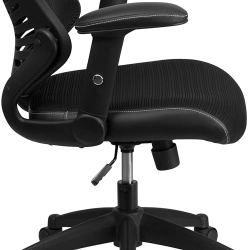 Sedia ergonomica da ufficio, con schienale di supporto a rete, schienale alto, seduta regolabile in altezza e leva di blocco dell’inclinazione, nero, 63,5 x 65,41 x 108,59 cm - Sedia gaming - Immagine 17