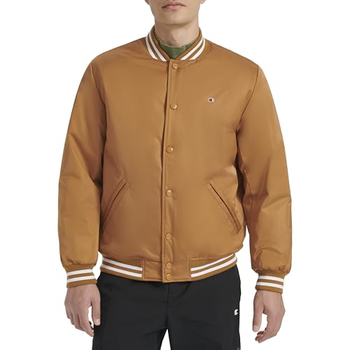 Image of Champion Men's Logo Striped-trim Varsity Jacket