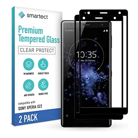 smartect Glass Screen Protector for Sony Xperia XZ2 [NOT Z2] [2 PACK - FULL SCREEN - CLEAR] - 9H Tempered Glass - Full Coverage Design - Bubble-Free Protective Film - Anti-Fingerprint Cover