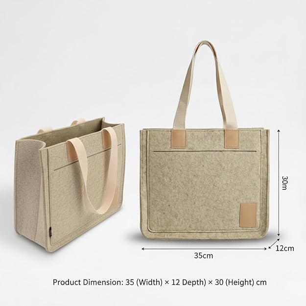 LASER ART Premium Felt Handbag for Women, Large Tote Bag with Inner Bottle Pocket, Eco-Friendly Felt Shoulder Bag, Latest Mordern Bag 3