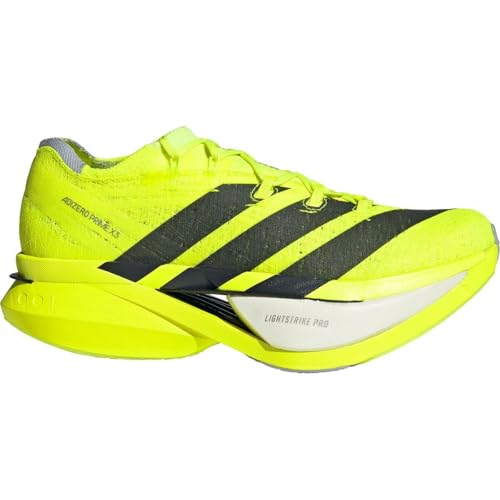 Adizero Prime X3 Strung Running Shoe, Lucid Lemon/Core Black/Halo Silver, Mens 12.0