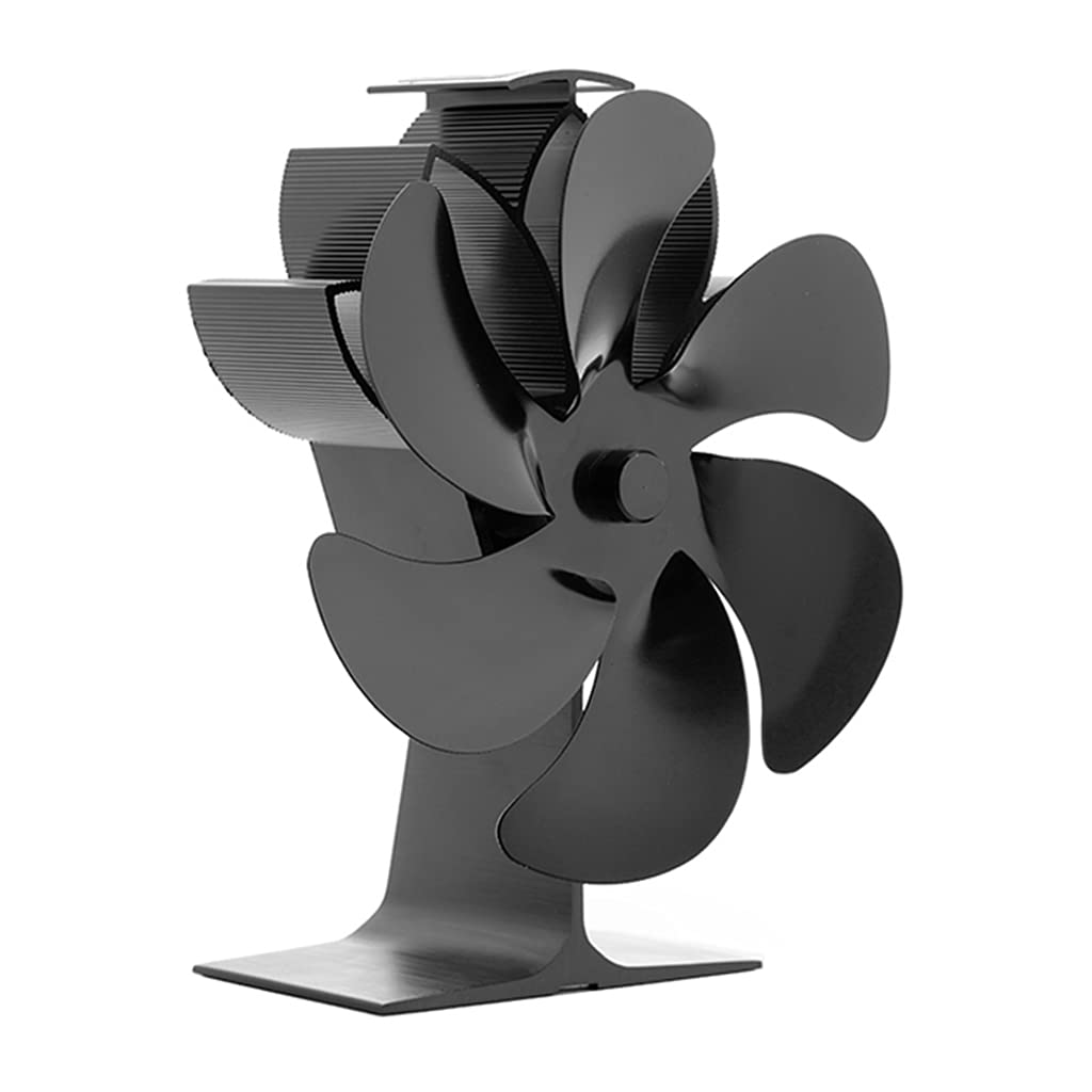 Buxuaaaa Black Warmer Heat Powered Stove Fan Wood Log Circulating Warm Air 6 For For Home Family Heat Powered Stove Fan For Wood Burning