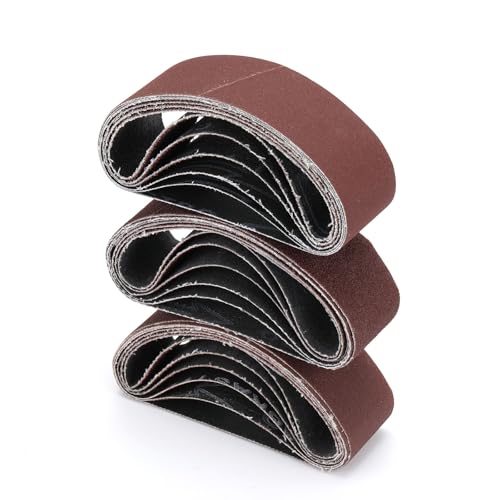 18 piezas Bandas de Lija 40 x 303 mm,Banda Abrasiva 3 x grano 40/60/80/120/180/320 Bandas de Lija de partículas mixtas para Quitar el Polvo,Quitar la Pintura y Pulir