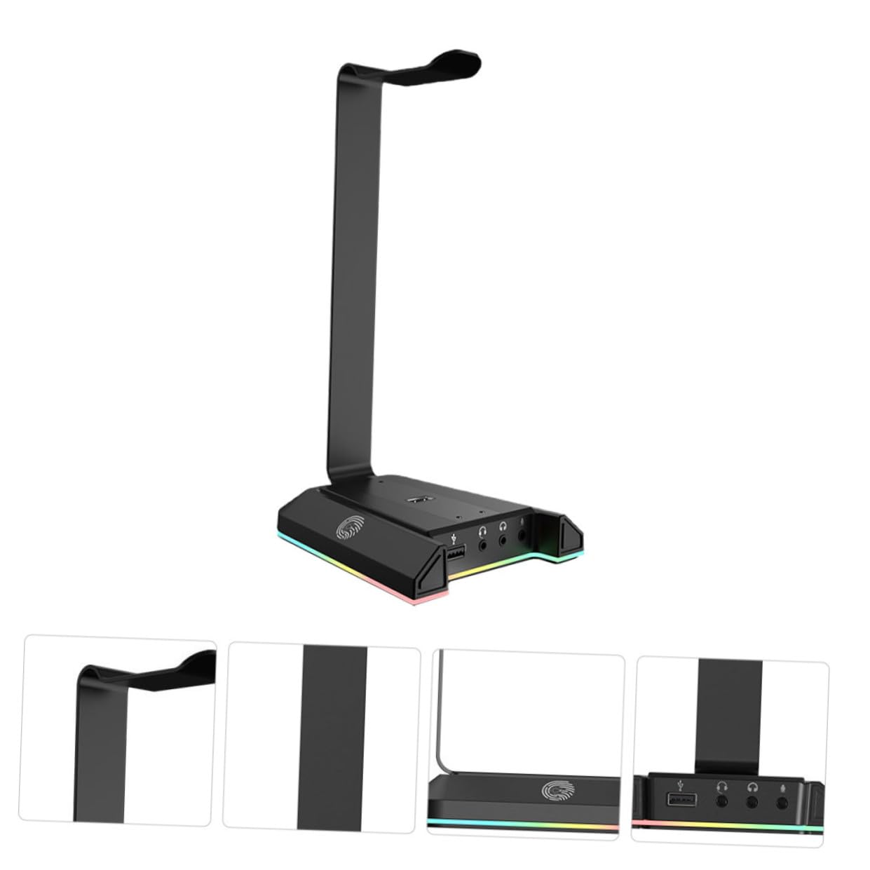 POPETPOP Supporto Cuffie da Tavolo Gaming in Abs Nero Porta USB | Trasmissione Efficiente e Intelligente, per Cuffie e U Disk, Rack Verticale Compatto