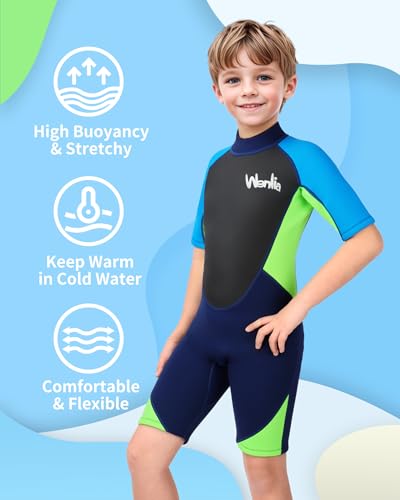Yueta Wetsuit Kids Shorty, 2.5mm Neoprene, Junior Wetsuit Shortie Teenager Boys, Back Zipper for Swimming Diving Water Sports - Image 3