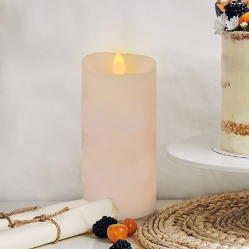 Image of 3x6 Flickering Flameless Candles Set of 1,6 inch Real Wax LED 600 Hours Battery Candles with Timer Remote,Control for Wedding Party Indoor,Ivory