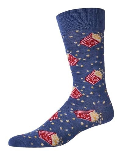 MeMoi Men's Pass The Popcorn Rayan Blend Novelty Crew Sock