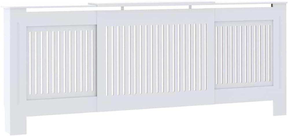 vidaXL Adjustable White MDF Radiator Cover with Shelf - Safety Guard, Heater Protector for Home Office & Living Room Decor