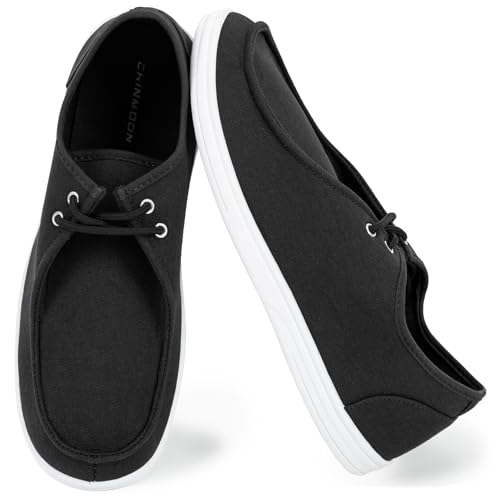 CHIN·MOON Men's Slip On Loafers Walking Driving Business Casual Shoes Lace Up Canvas Footwear