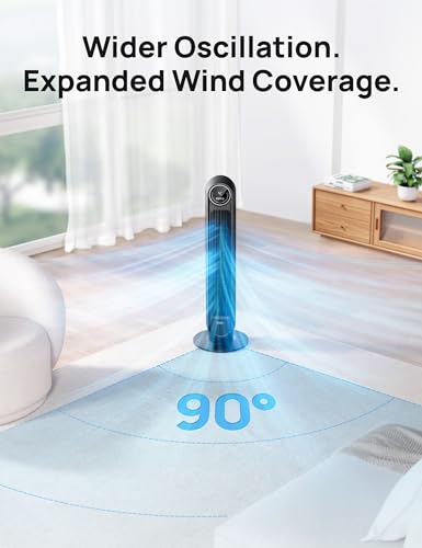 Dreo Smart Bladeless Tower Fan for Bedroom with Remote, WiFi, 4 Modes, and 8H Timer