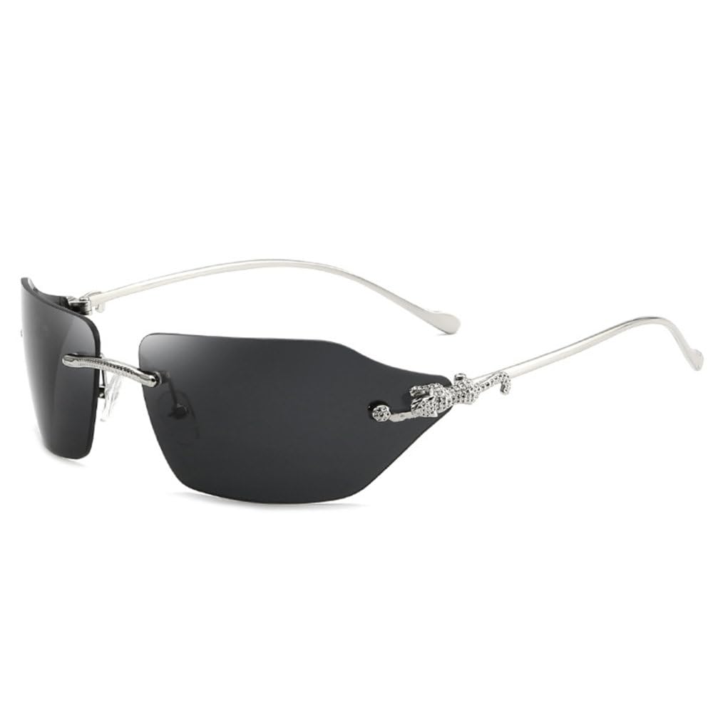 Lunettes de soleil rectangulaires sans monture légères anti éblouissement UV400 - 6