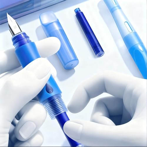 Canollo Radierbarer Füller, Füllhalter mit 2 Radierbarer Tinte, Schreiben, Radieren & Korrigieren in Einem, Füller Grundschule, Füllhalter Radierbar für Linkshänder Rechtshänder, für Schule und Alltag