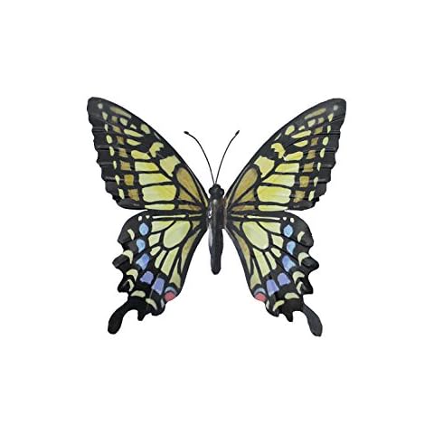 Large Metal Butterfly Yellow Blue and Black Outdoor Garden Home Decoration Wall Art by Primus Cover