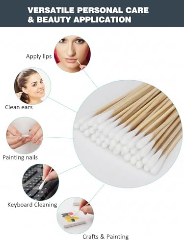 Image of Dog Ear Swabs 600 Count Refill - 6 Inch Bamboo Cotton Swabs for Dogs & Cats, Lint-Free Large Absorbent Round Tips for Ear Wax Cleaning & Tear Stain Removal, 6 Resealable Packs (No Box)