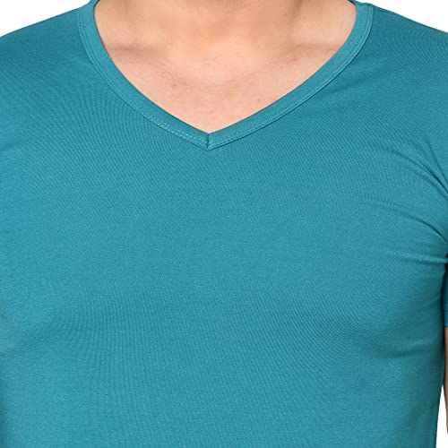 Image of Men's Cotton Blend Half Sleeve V Neck Tshirt