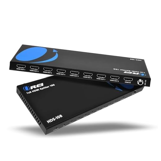 Orei 4K 1x8 HDMI Splitter 1 in 8 Out by OREI - Ultra HD @ 30 Hz 1x8 Ver. 1.4 HDCP, Power HDMI Supports 3D Full HD 1080P for Xbox, PS4 PS3 Fire Stick Blu Ray Apple TV HDTV - Adapter Included