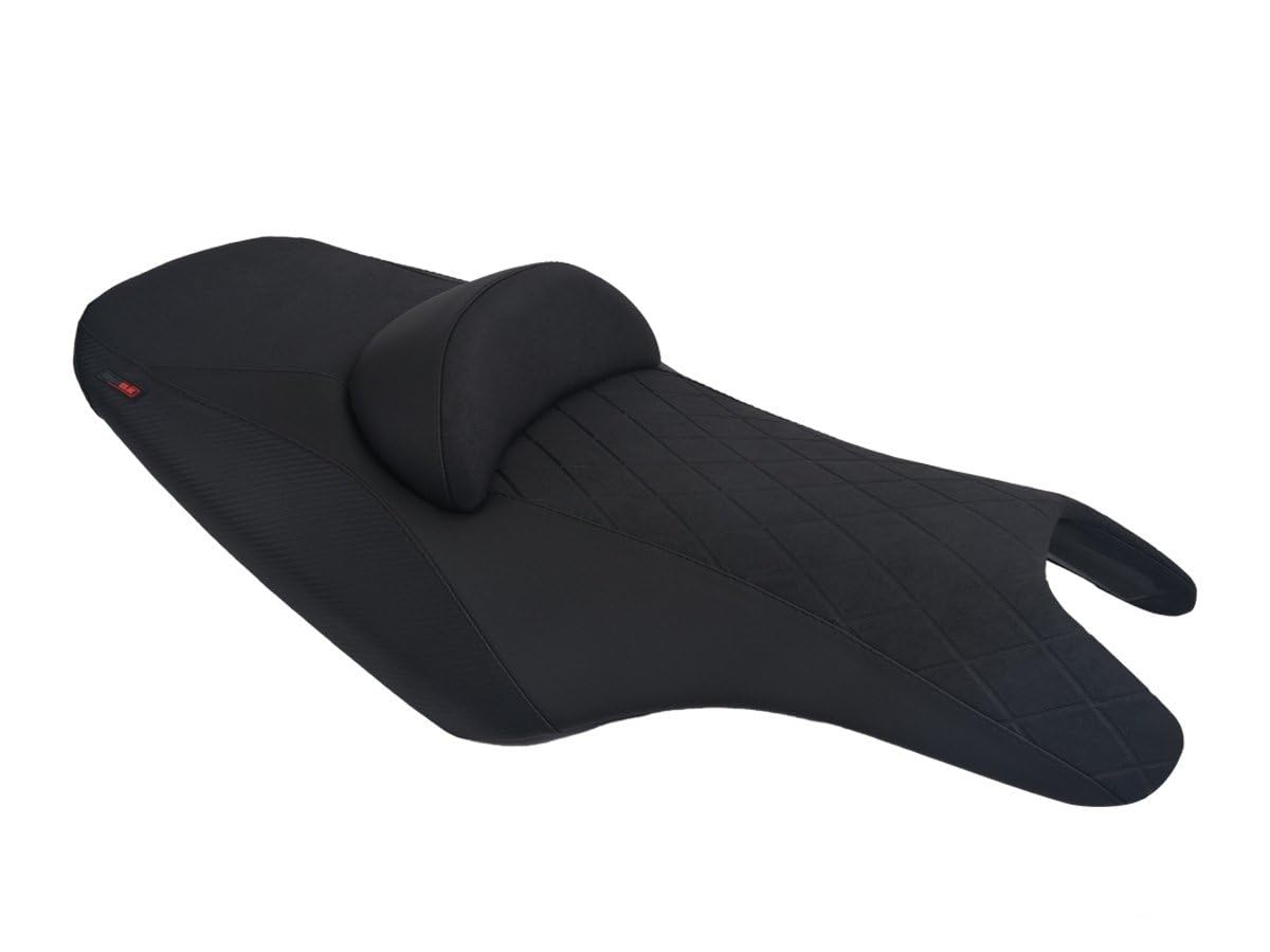 Housse de Selle Compatible avec Yamaha T-Max 500/530 2008-2016 Noire avec Coutures Noires