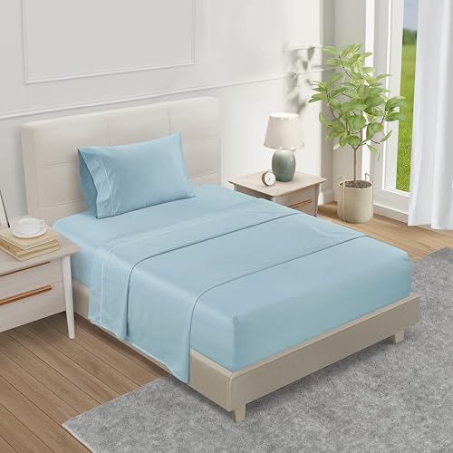 Image of Egyptian Cotton Twin XL Sheets Set, 15 inch Deep Pocket Sheets Twin -Light Blue