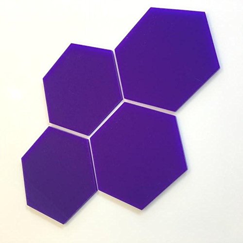 Super Cool Creations Hexagon Tiles, Purple - Pack of Ten - 10cm x 11.5cm