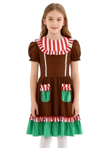 Robe Pain d'Épice de Noël fille 7-8 ans costume gingerbread élégant marron foncé