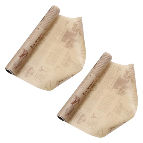 TOGEVAL 2 rollos Papel para Hornear Antigrasa Reutilizable Diseño Periódico Vintage para Panadería Pizza Snacks y Bocadillos