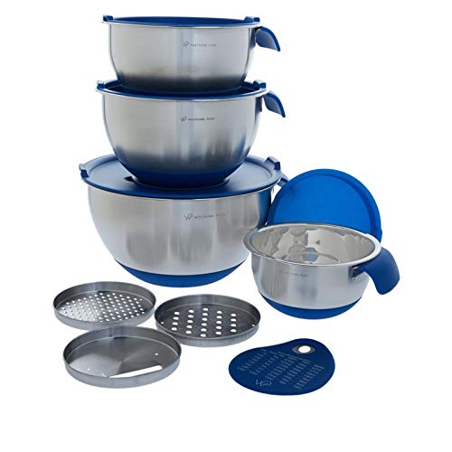 Wolfgang Puck 12-piece Stainless Steel Mixing Bowl Prep Set - Blue